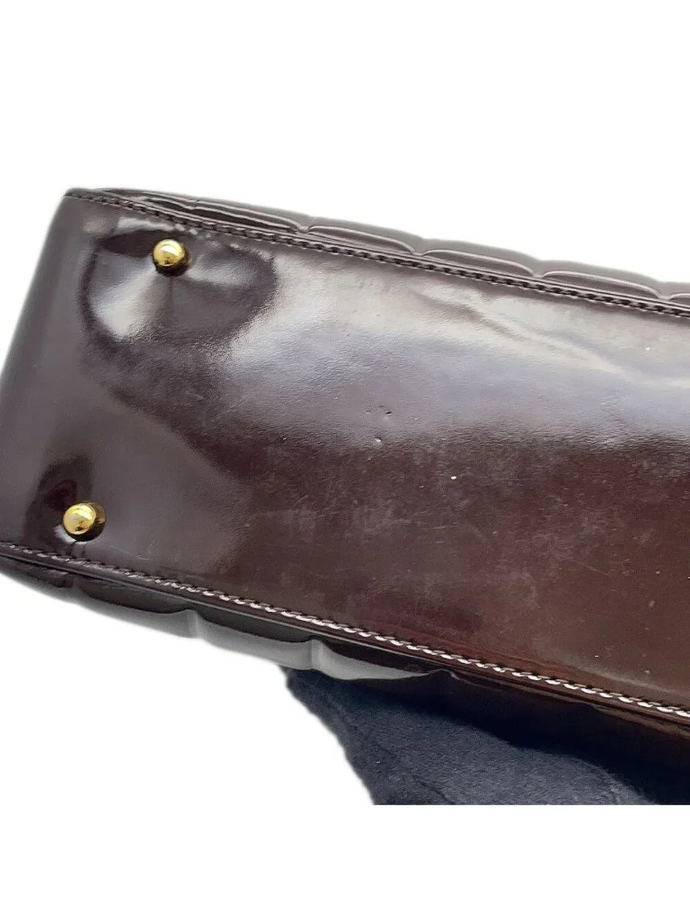 Chanel Tote CC Logo Choco Bar Patent
